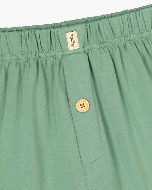 sage jersey boxer shorts with a button