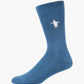denim sports sock with a penguin design