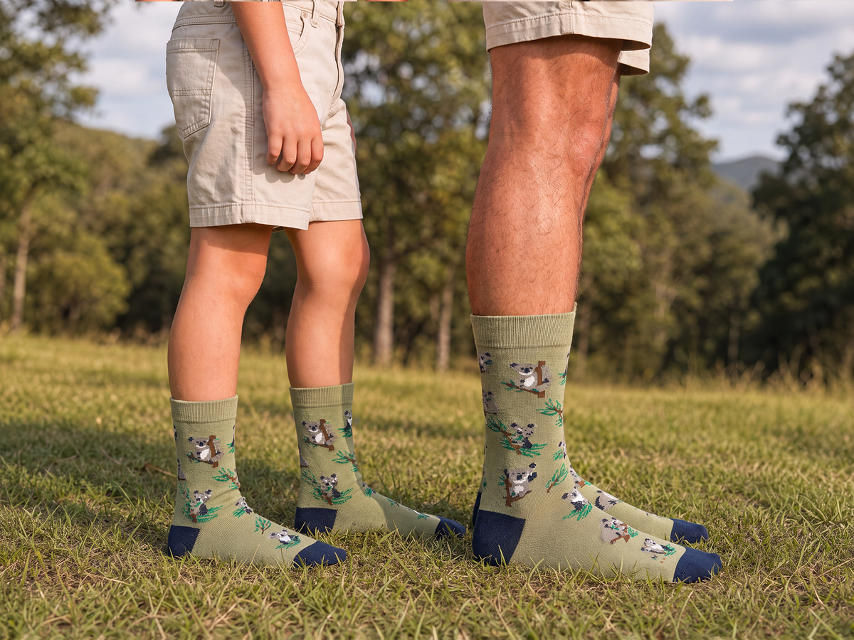 2PK DUO MENS & KIDS KOALA BAMBOO SOCKS