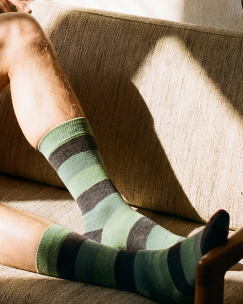bold striped green socks 