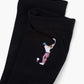 black sock with a golf-themed design