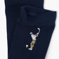 navy sock with a golf-themed design