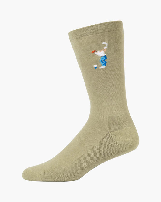 sage sock with a golf-themed design