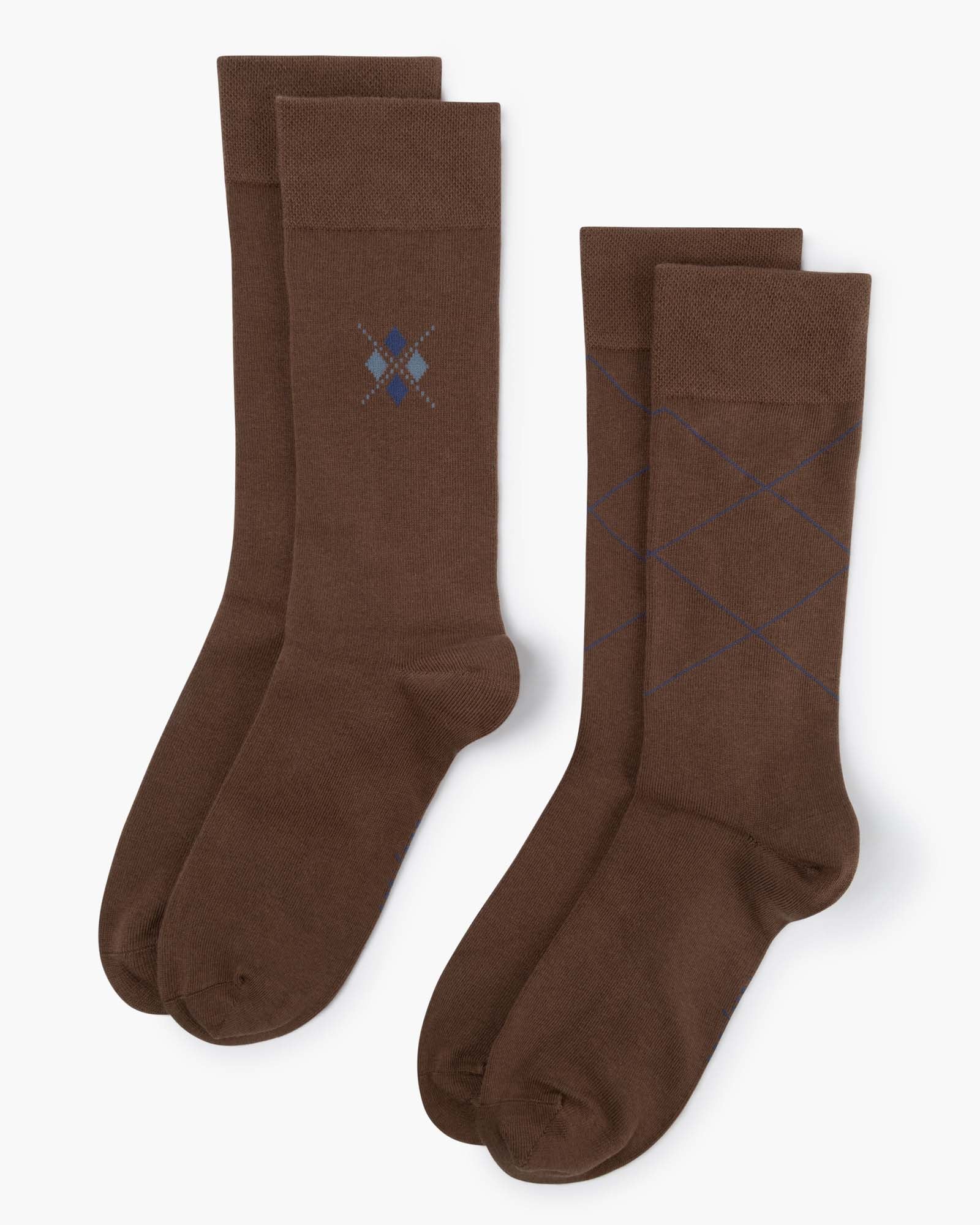 brown socks with argyle pattern 