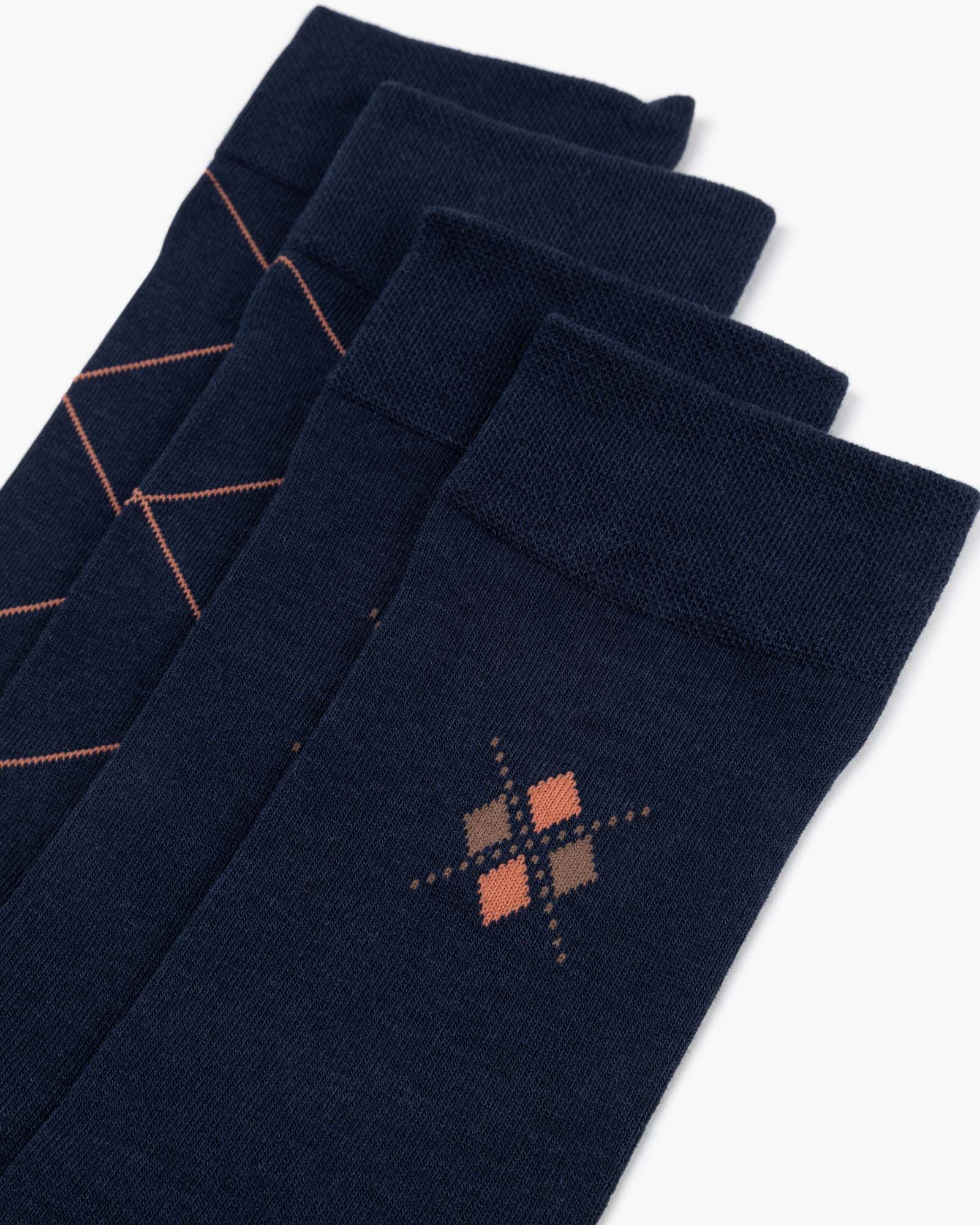 navy blue socks with argyle pattern 