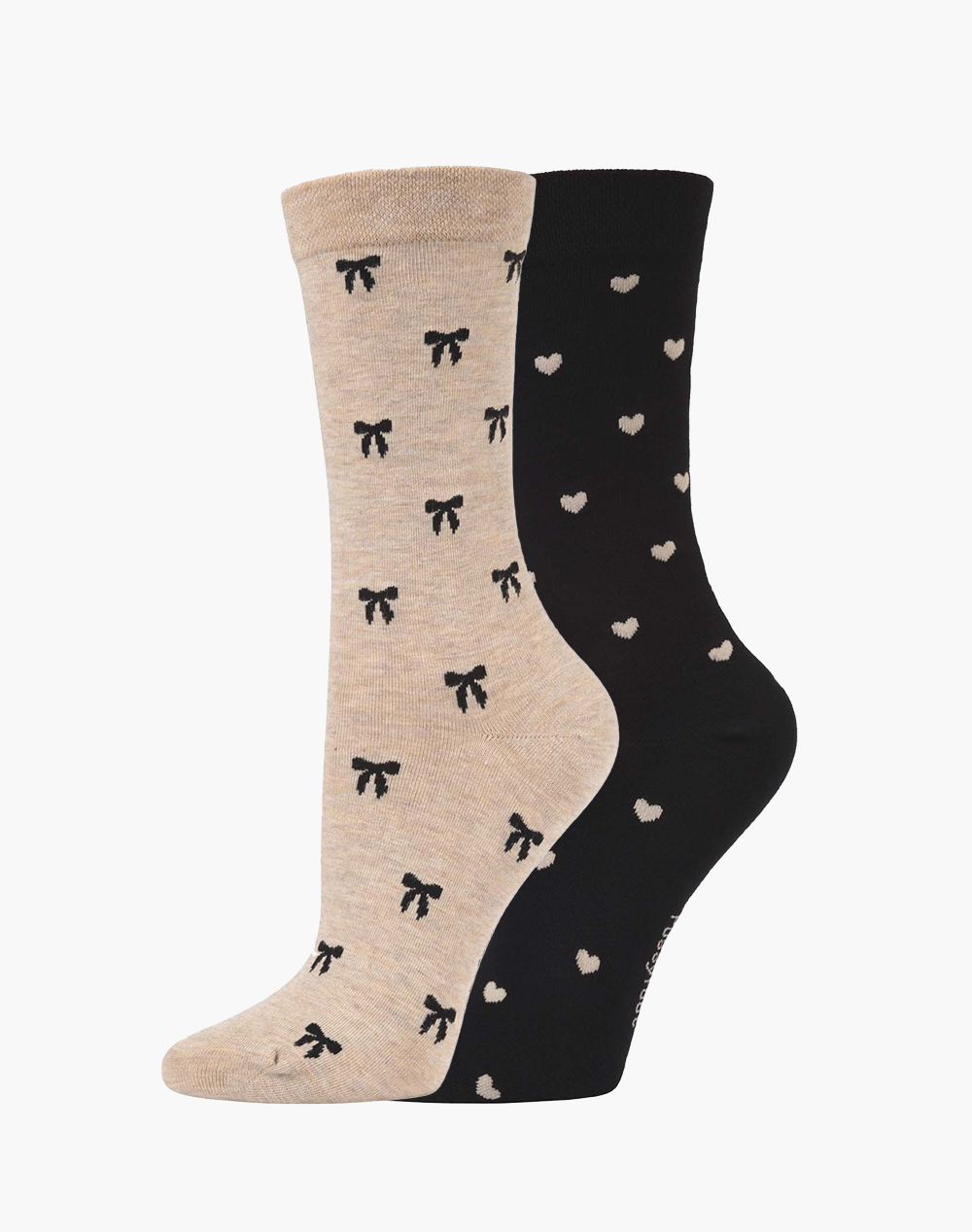 2PK BOW & HEARTS BAMBOO COMFORT CREW