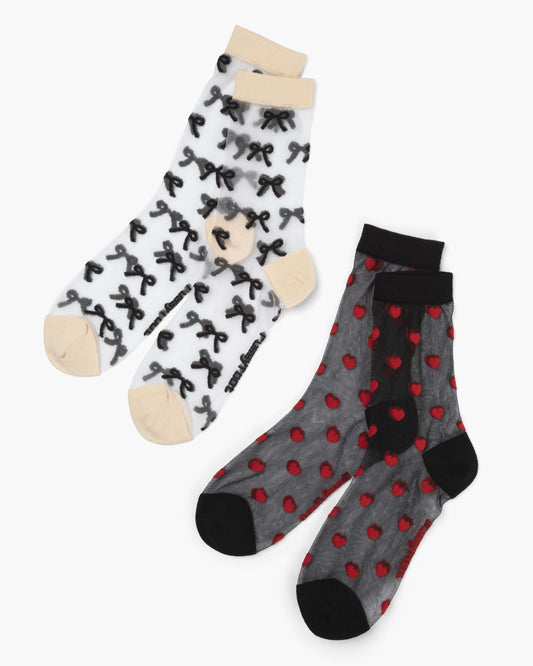 2PK BOW & HEART SHEER QUARTERS