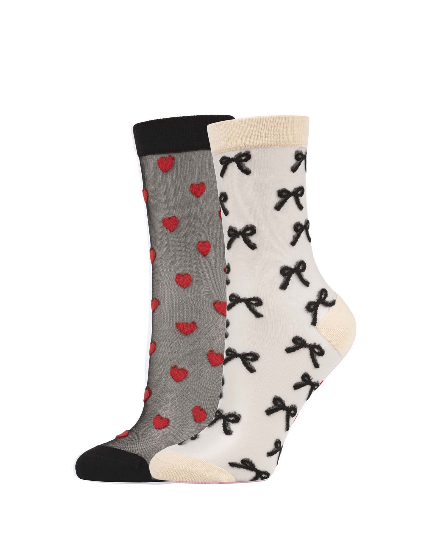 2PK BOW & HEART SHEER QUARTERS