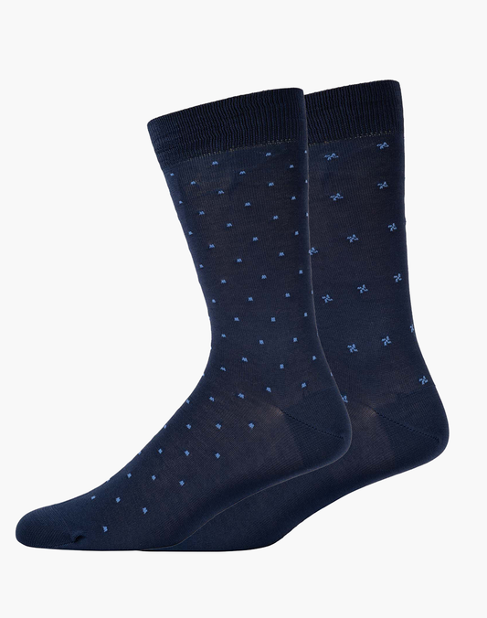 2PK MERCERISED COTTON CROSS & DOT DRESS CREW