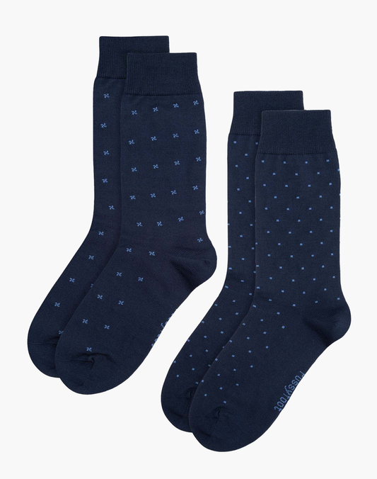 2PK MERCERISED COTTON CROSS & DOT DRESS CREW