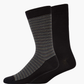 Two pairs of socks one striped and one plain sock in black