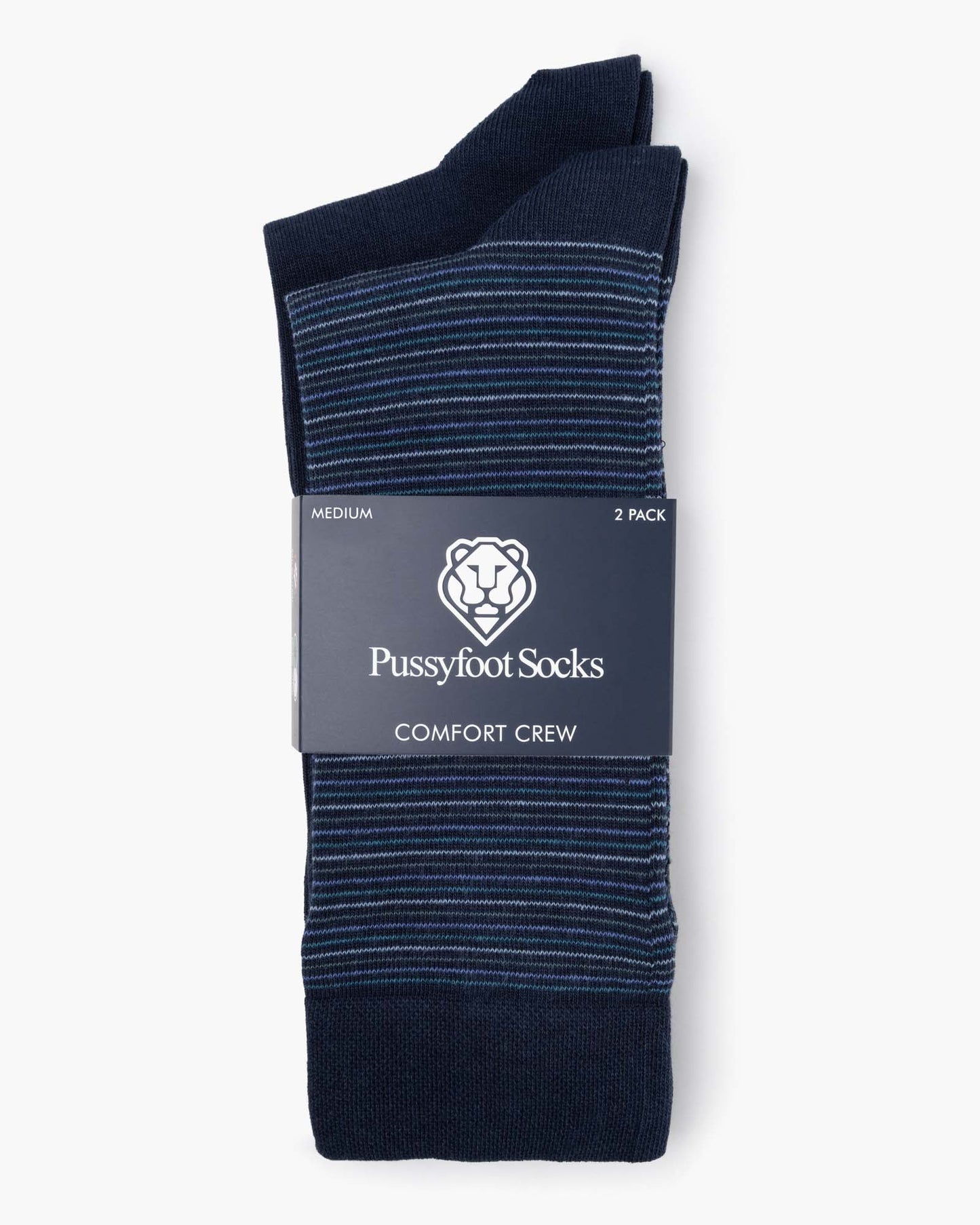 Two pairs of socks one striped and one plain sock in navy