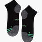 Three pairs of sport ankle socks in black, grey, and white