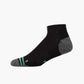 Black sport ankle sock with green accents 