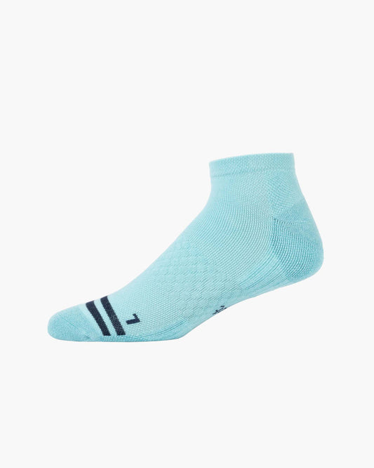 Light blue sport ankle sock with black stripes