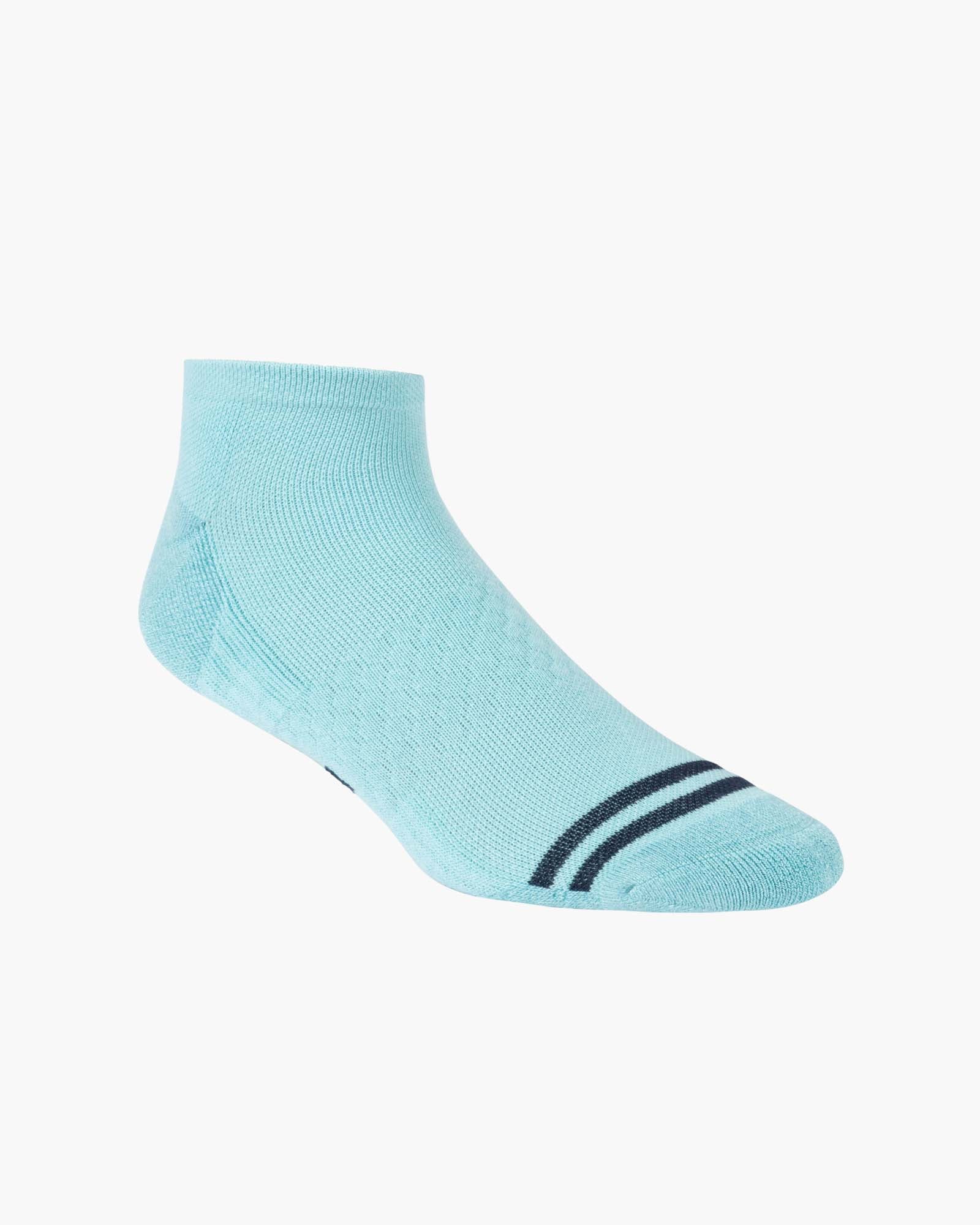Light blue sport ankle sock with black stripes