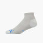 Grey sport ankle sock with blue accents