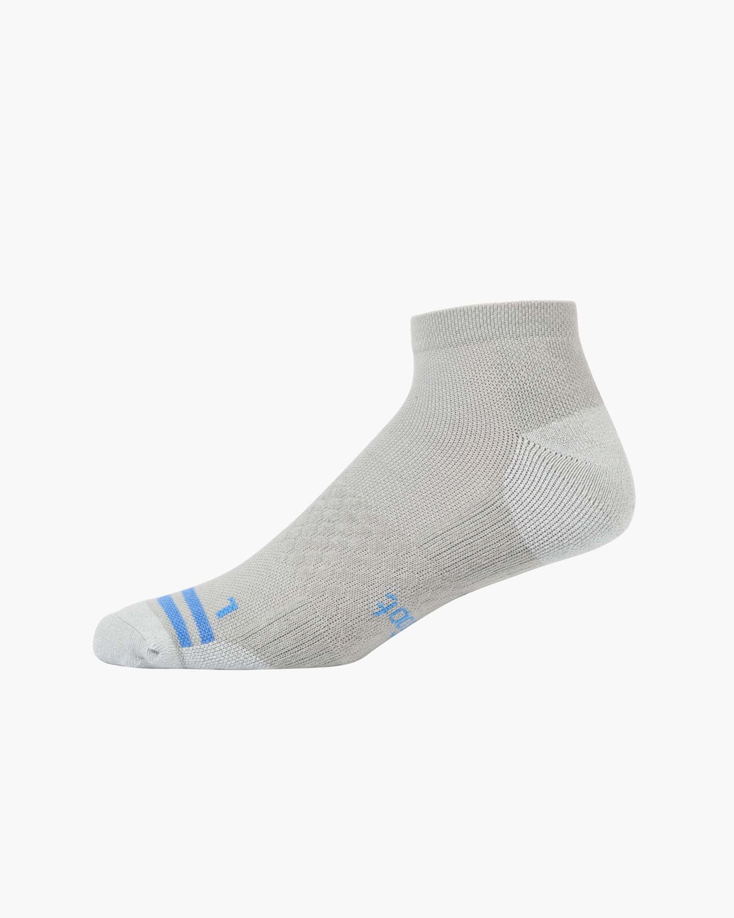 Grey sport ankle sock with blue accents