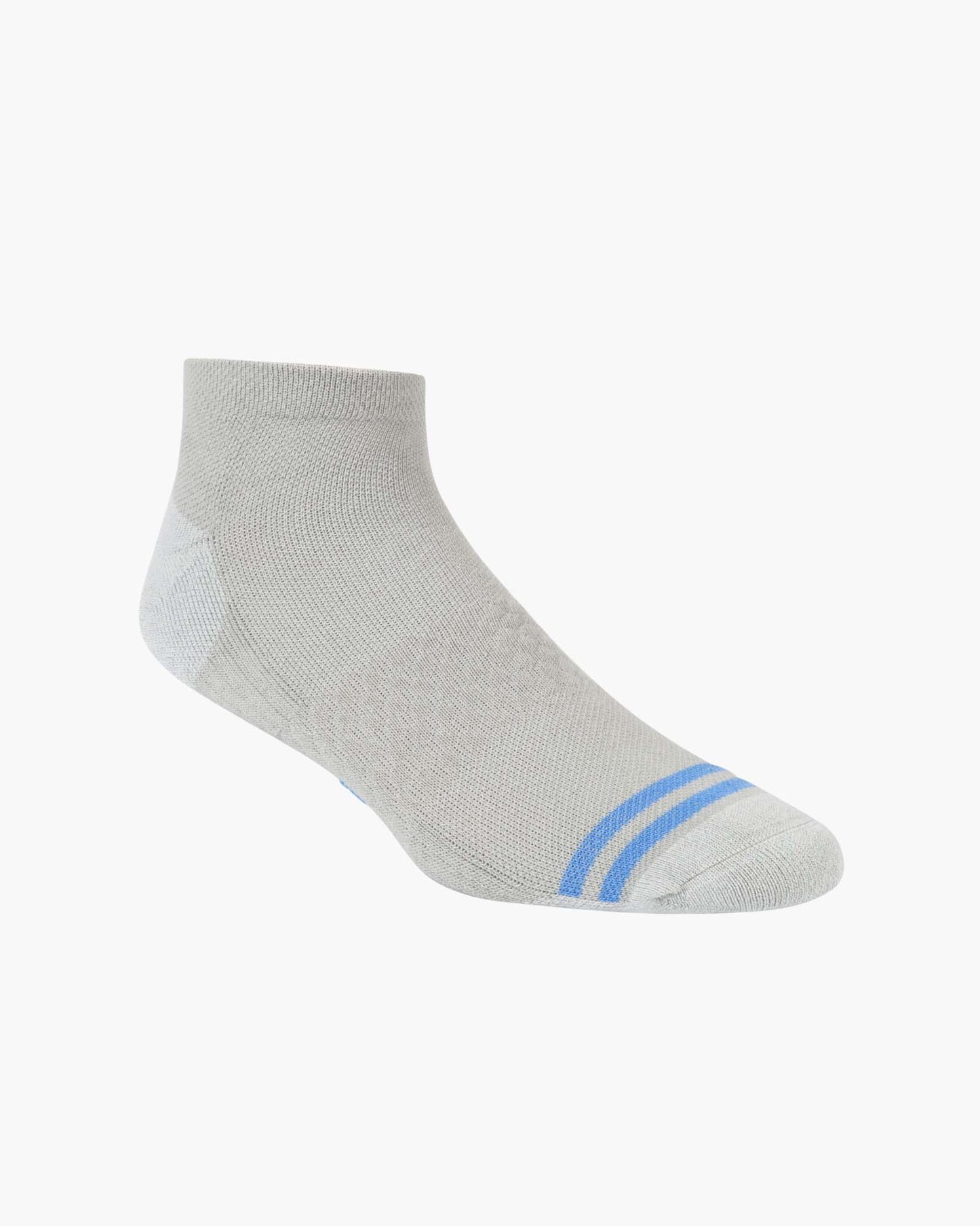 Grey sport ankle sock with blue accents