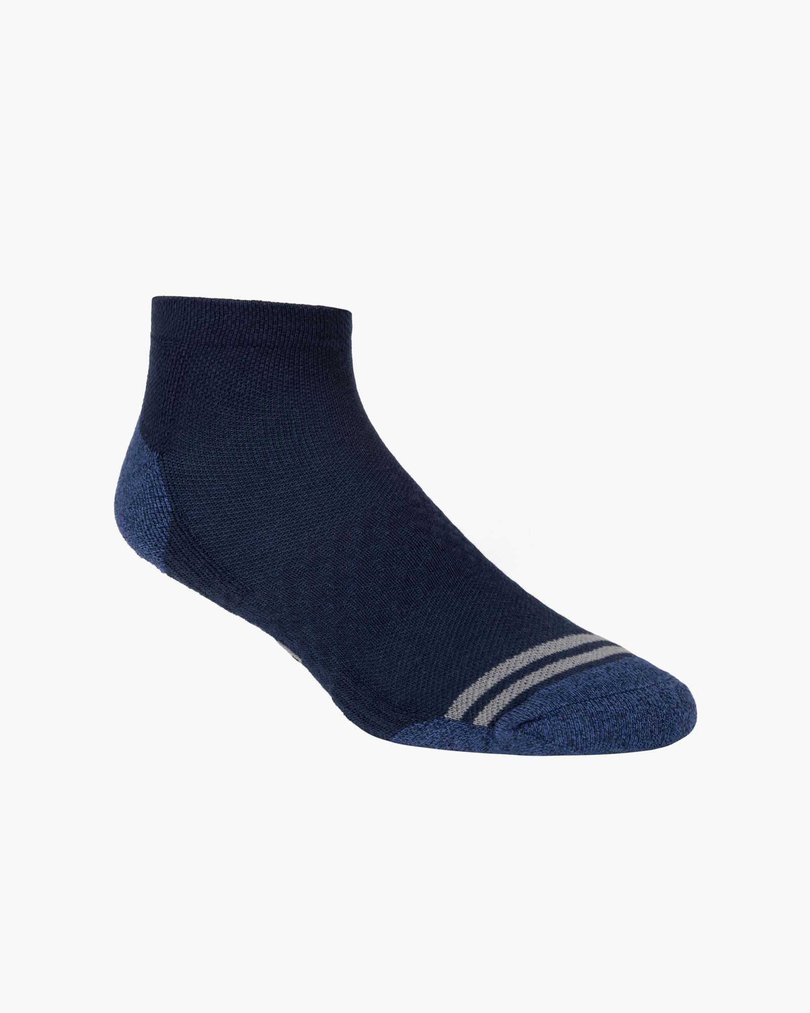 Navy sport ankle sock with grey accents 