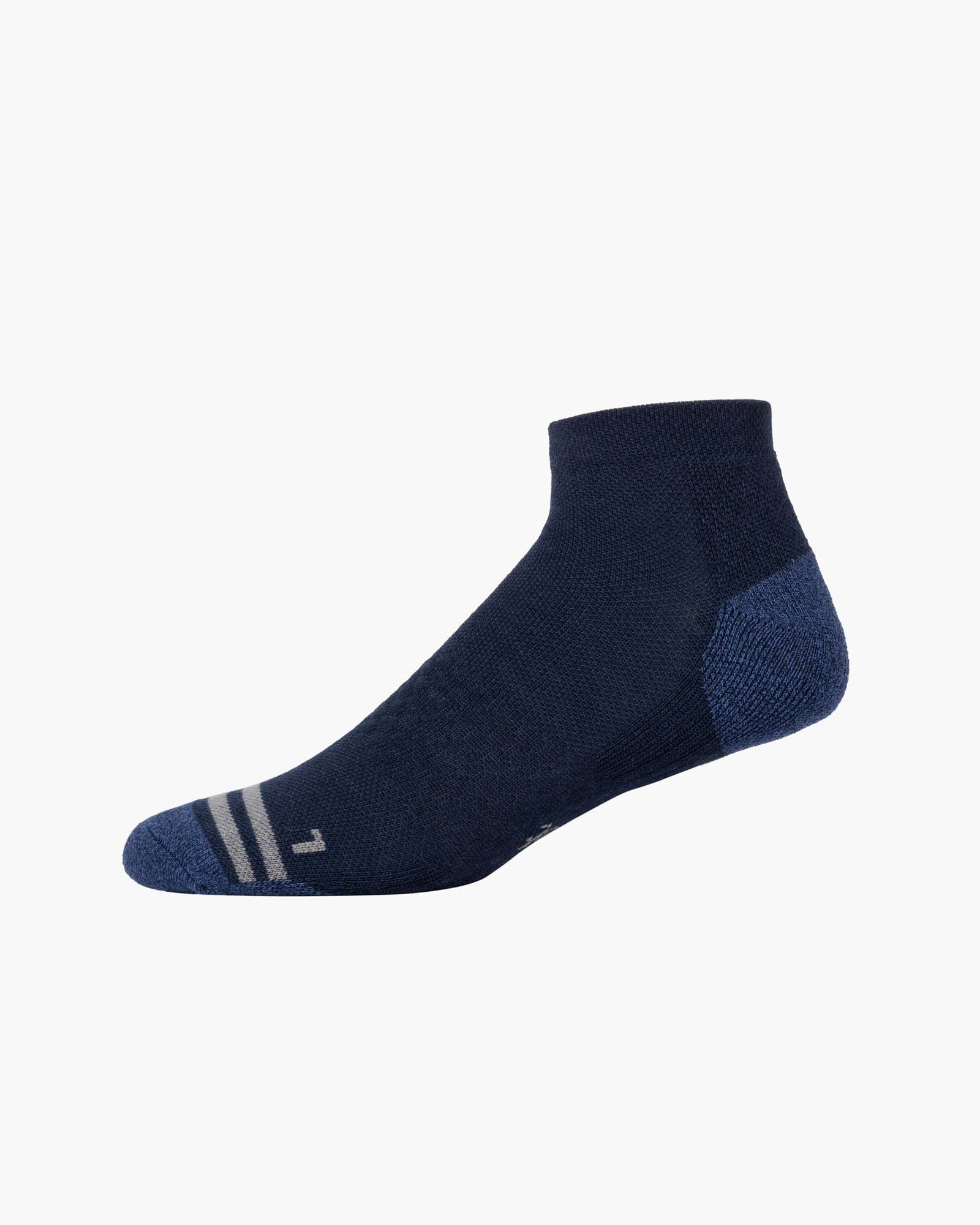 Navy sport ankle sock with grey accents 