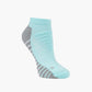 A single low-cut ankle sport sock in light blue with grey accents on the heel