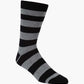 Black and grey striped comfort cuff crew sock