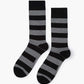 Black and grey striped comfort cuff crew sock