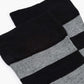 Black and grey striped comfort cuff crew sock