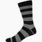 Black and grey striped comfort cuff crew sock