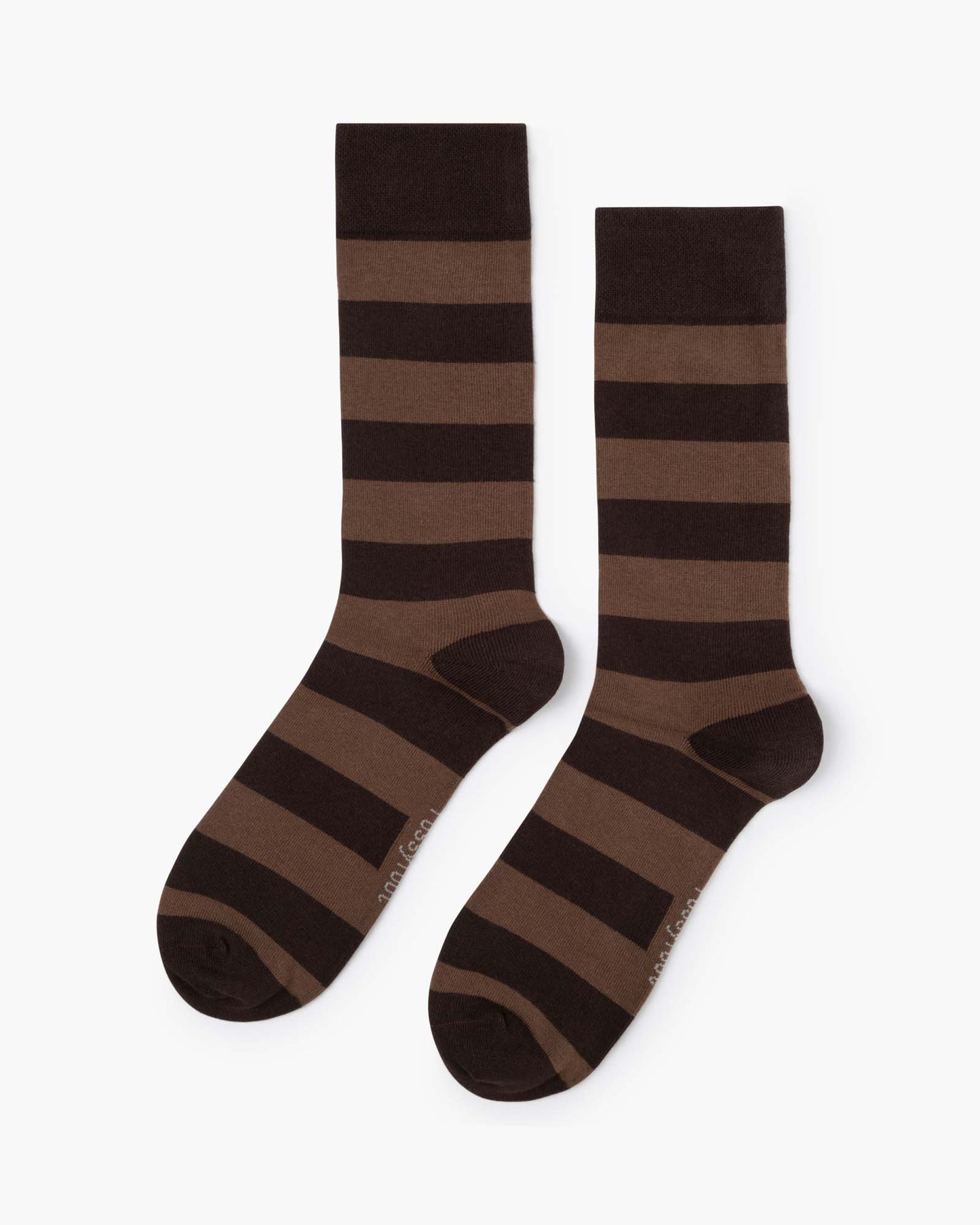 Brown striped comfort cuff crew sock
