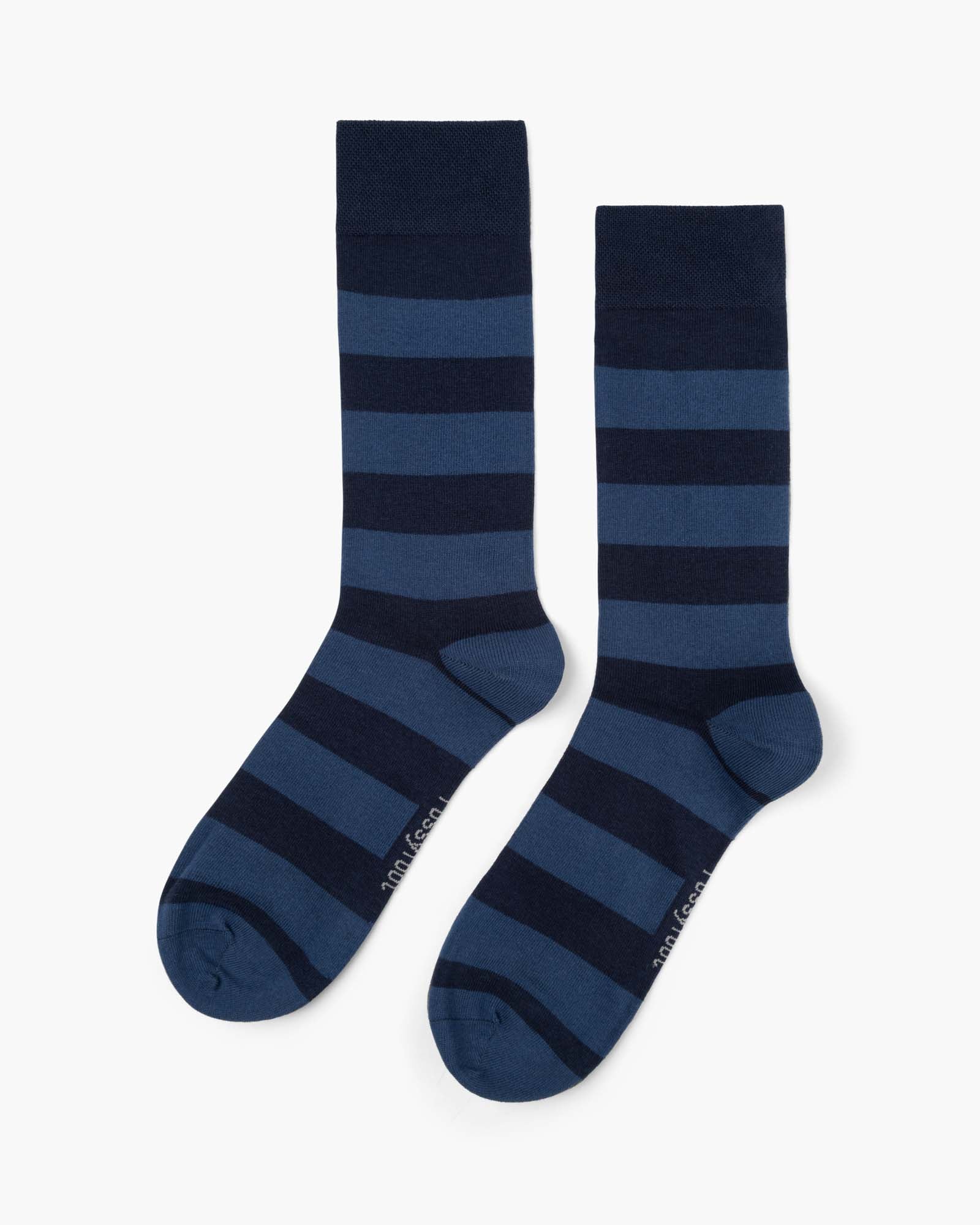 Blue and black striped comfort cuff sock 