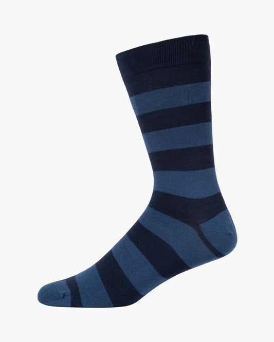 Blue and black striped comfort cuff sock 