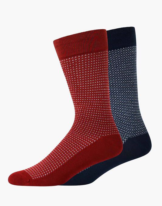 MENS CONTRAST STITCH DRESS CREW 2PK GIFT BOX