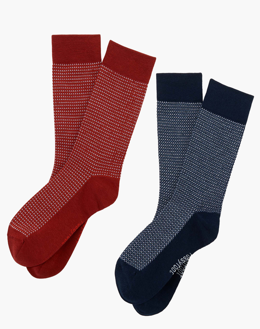 MENS CONTRAST STITCH DRESS CREW 2PK GIFT BOX