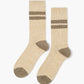 Rib beige crew with brown stripes 