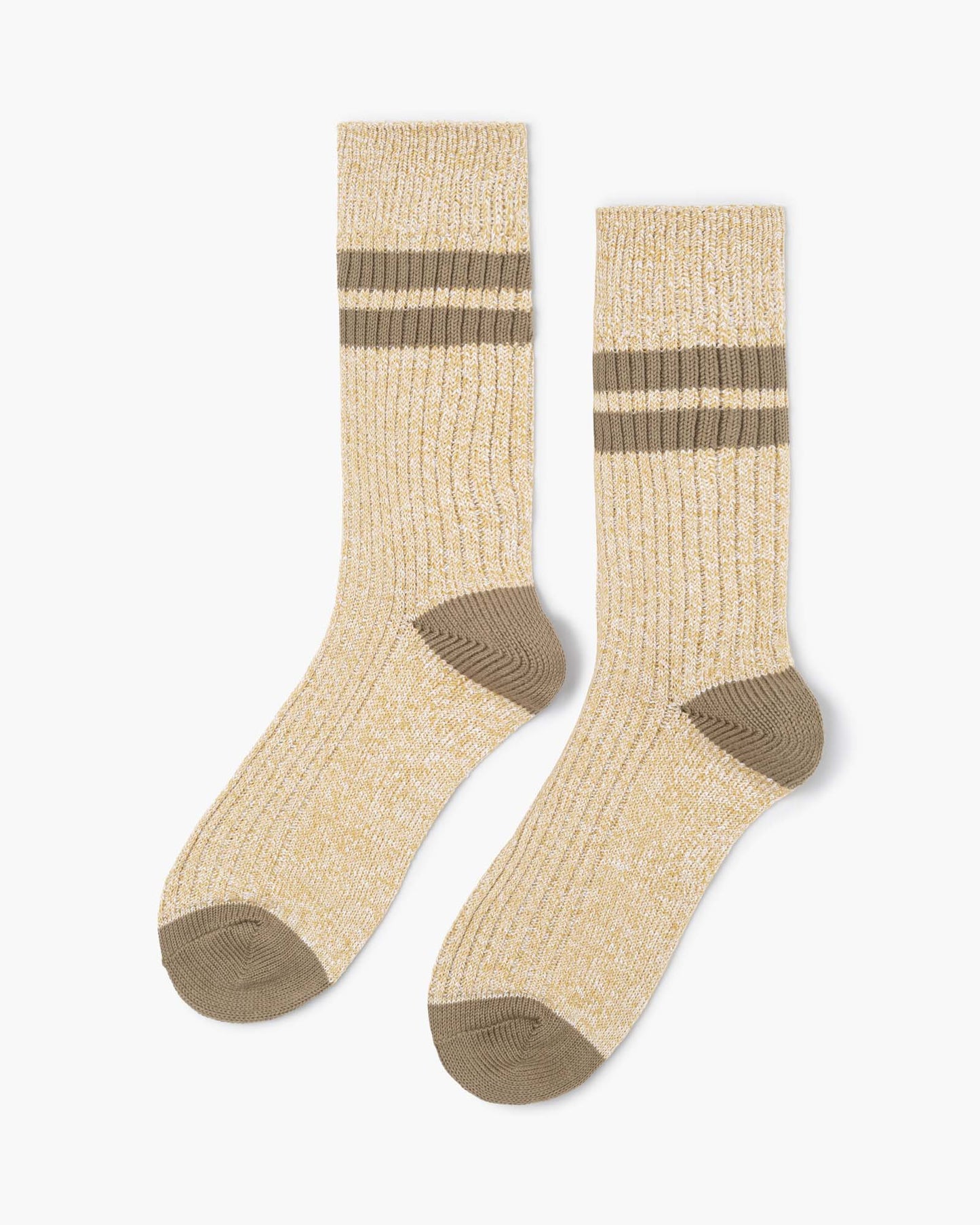 Rib beige crew with brown stripes 
