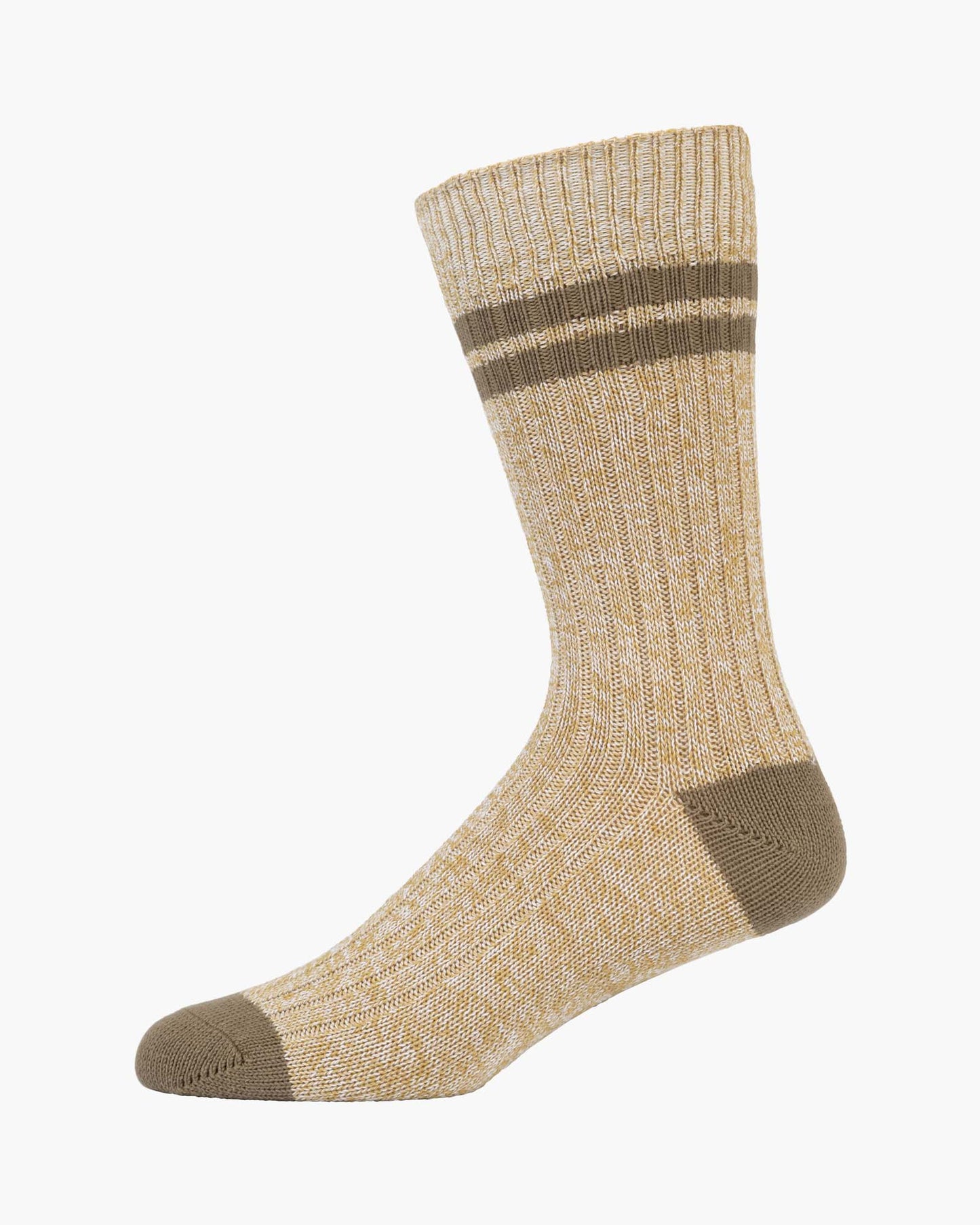 Rib beige crew with brown stripes 