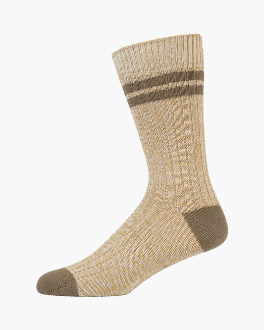 Rib beige crew with brown stripes 