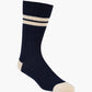 Rib navy crew with beige stripes