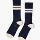 Rib navy crew with beige stripes