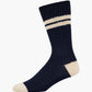 Rib navy crew with beige stripes