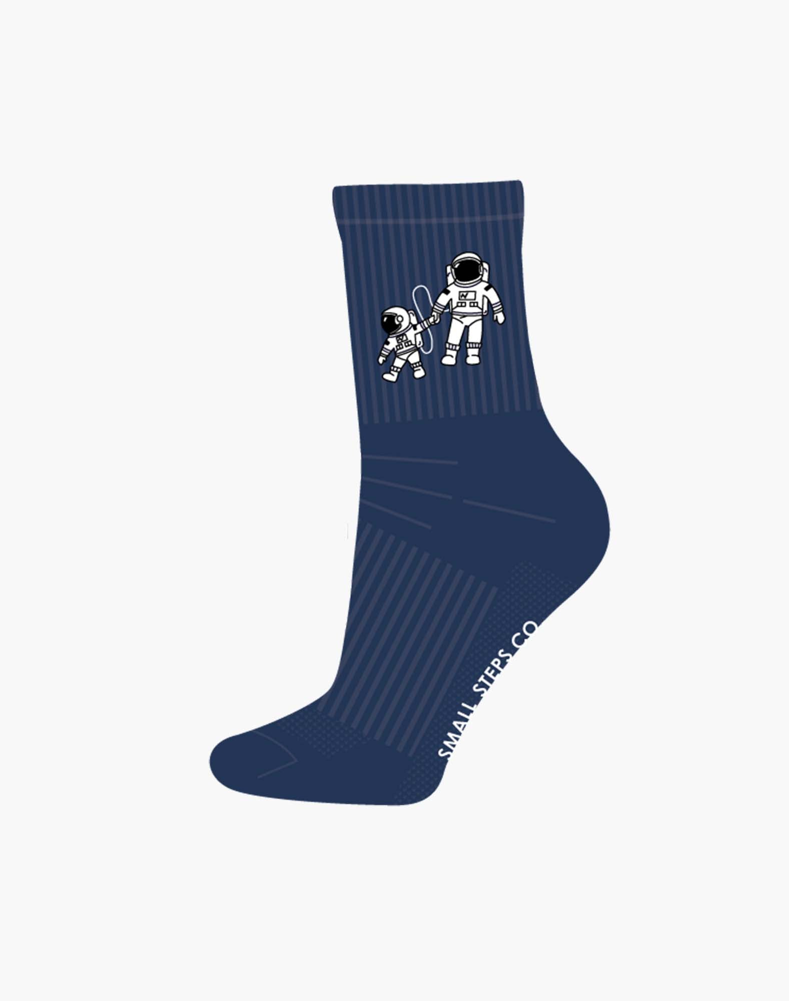 kids small steps navy crew sock