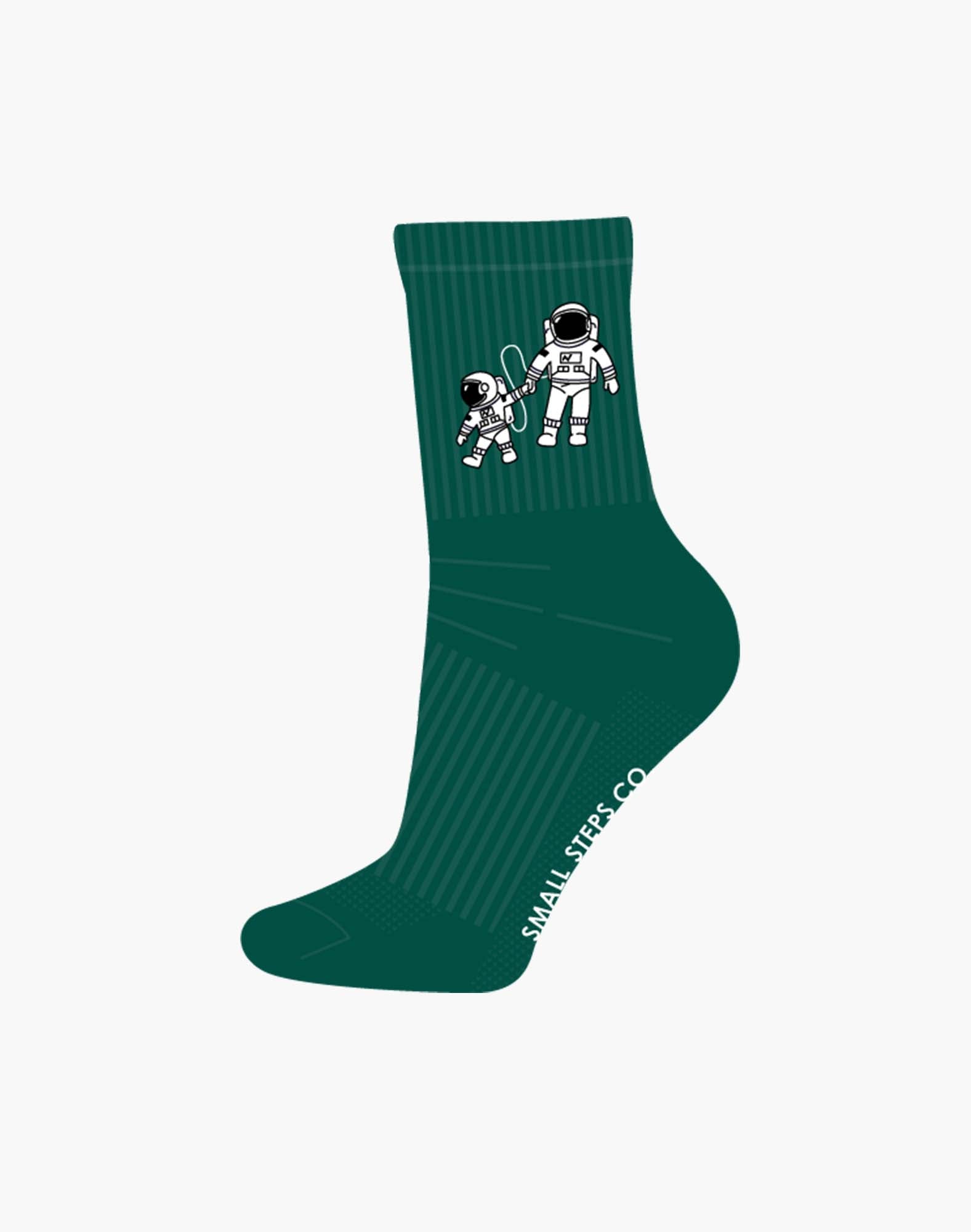 kids small steps green crew sock