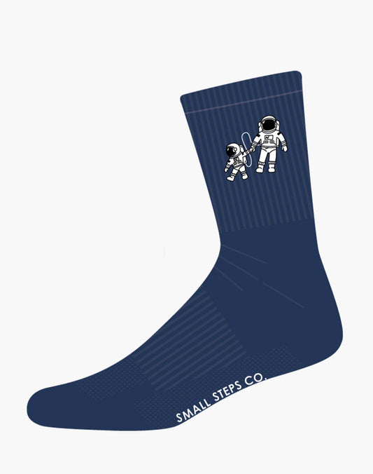mens small steps navy crew sock