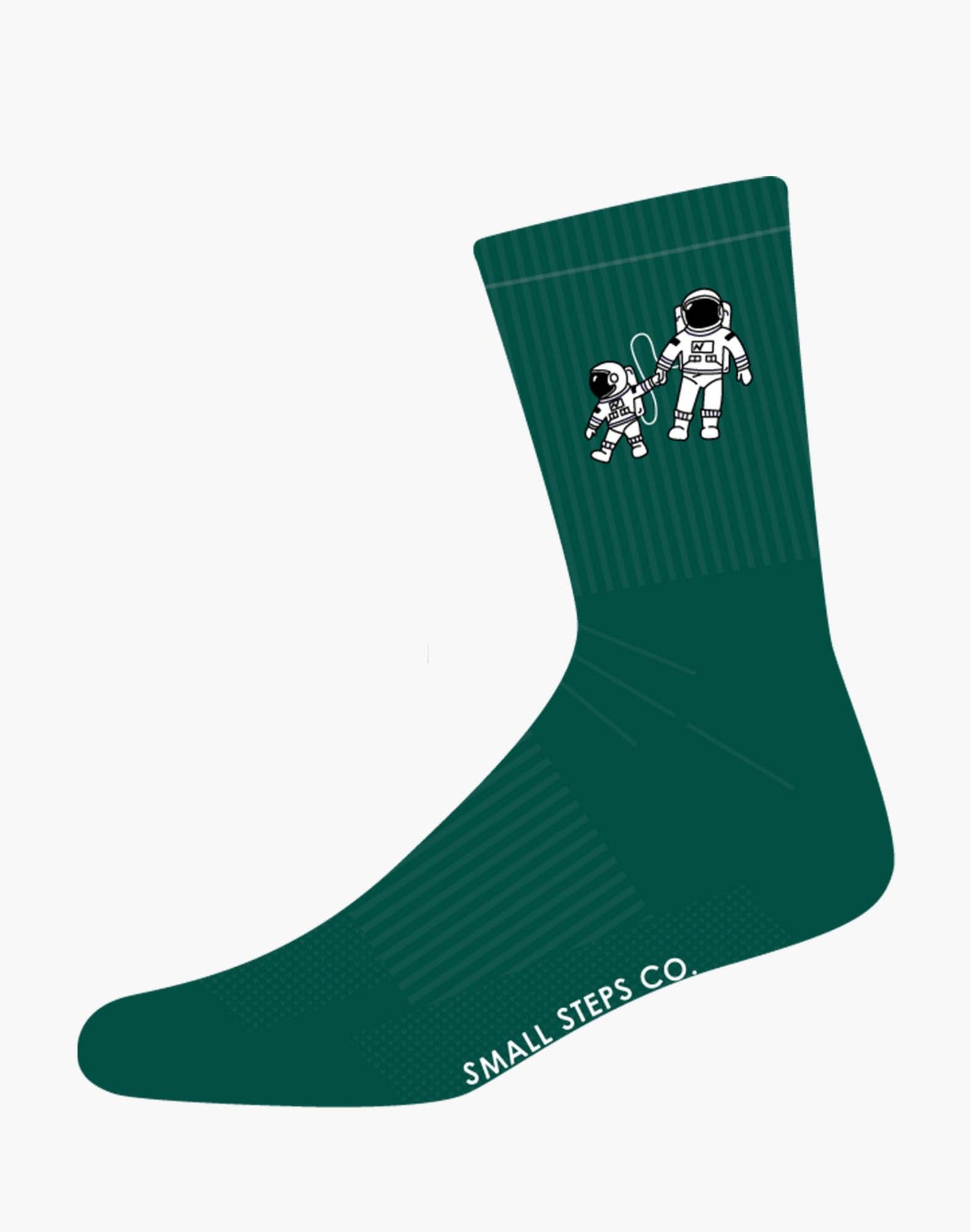 mens small steps green crew sock