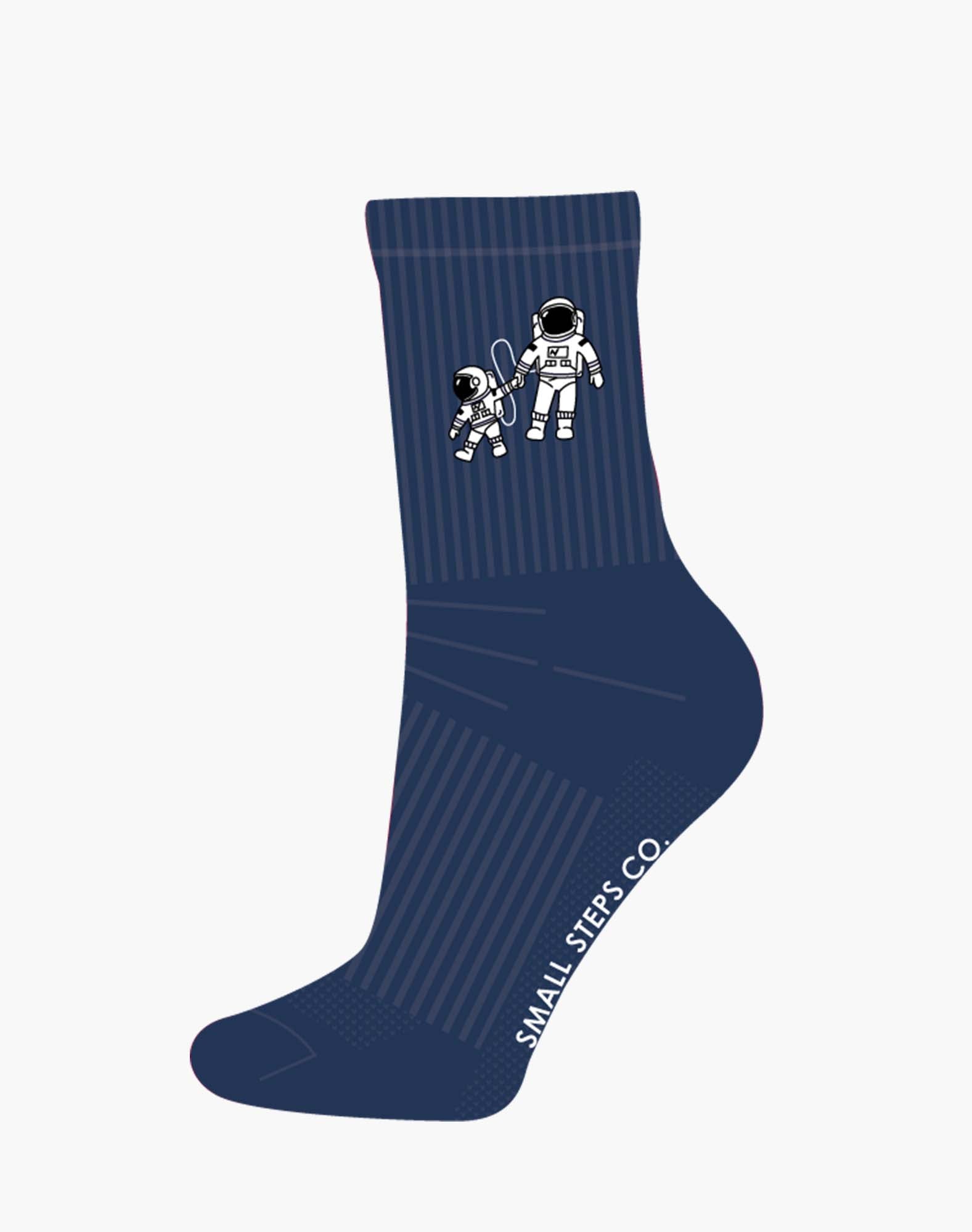 womens small steps navy crew sock