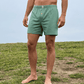 sage jersey boxer shorts with a button