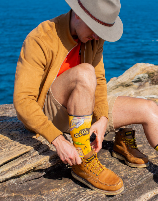 MENS NATIVE AUSTRALIAN KOOKABURRA  BAMBOO SOCK