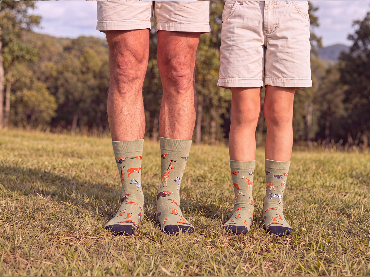 2PK DUO MENS & KIDS WILD THINGS BAMBOO SOCKS